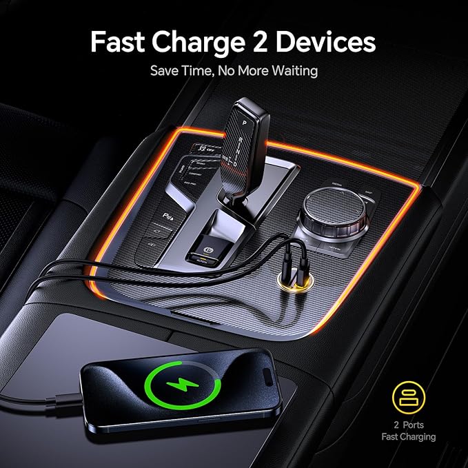 AOHI USB C Car Charger, PD 45W&QC 30W 2 Port Type-C Fast Charging Car Charger - Image 5