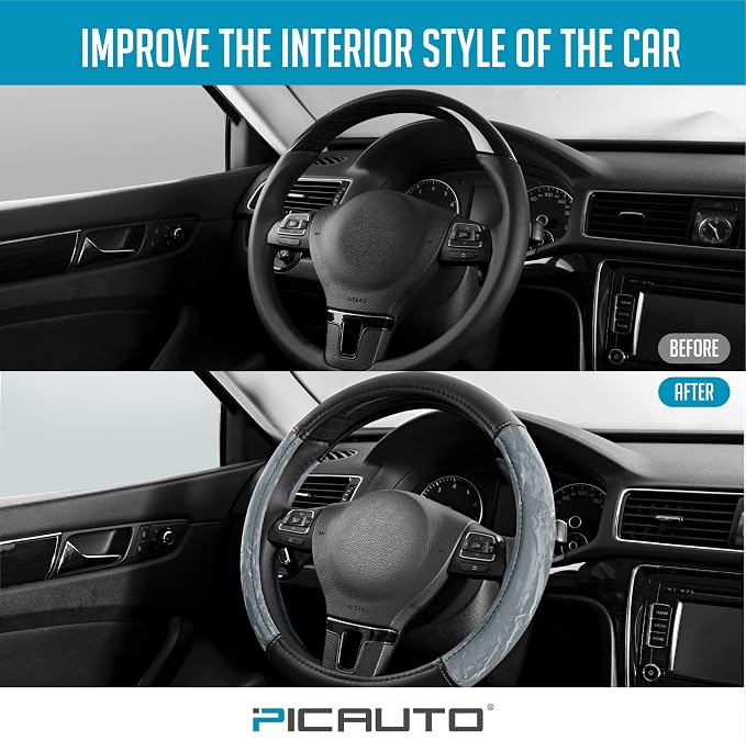 PIC AUTO Steering Wheel Cover, Silk Grain Leather Car Steering Wheel Protector - Image 5