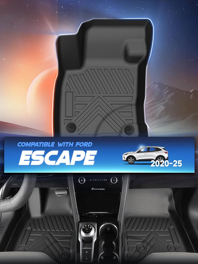 Car Floor Mats for Ford Escape 2020-2024 2025 Accessories, TPE All Weather - Image 2