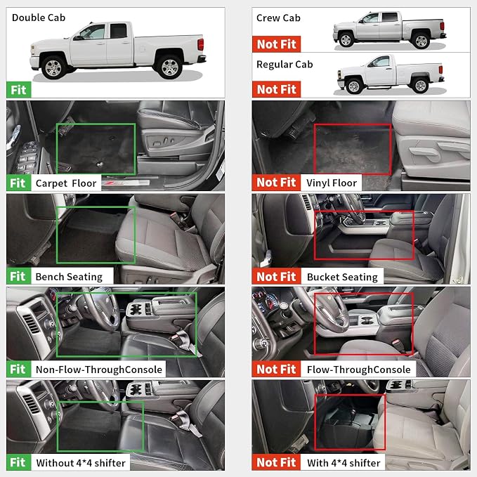 LASFIT Floor Mats 2014-2018 for Chevy Silverado/GMC Sierra 1500, 2015-2019 - Image 2