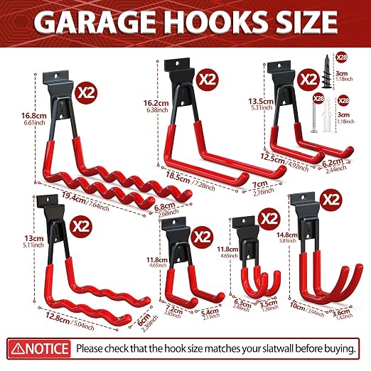 3-H Slatwall Accessories 14 Pack, Slatwall Hooks & Hangers 7 Sizes, Slat Wall - Image 2