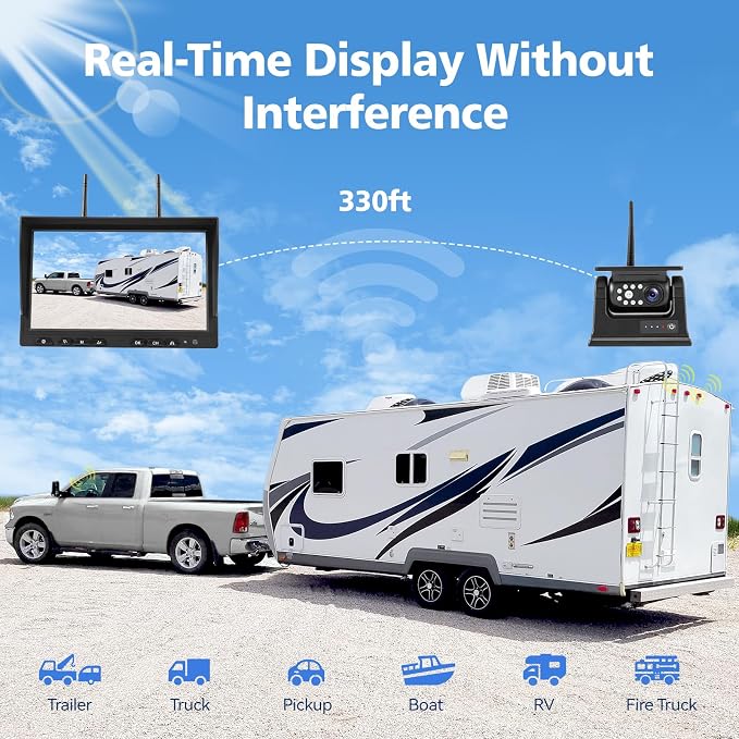 10.1" - 2 Magnetic Solar Wireless Backup Camera, HD 1080P DVR Monitor, Dual RV - Image 3