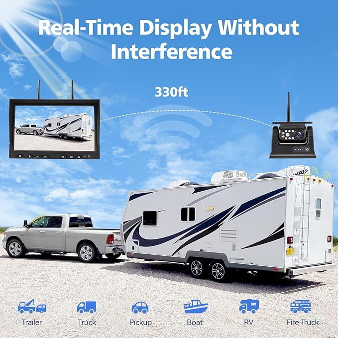 10.1" - 4 Magnetic Solar Wireless Backup Camera System, HD 1080P DVR Monitor - Image 6