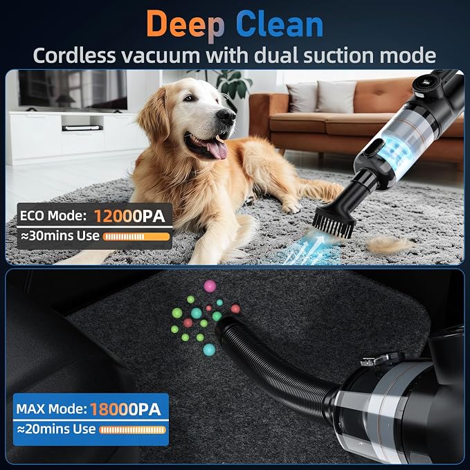 Car Vacuum Cleaner, 21Kpa/30Mins, Mini High Power Pet Portable Handheld - Image 4