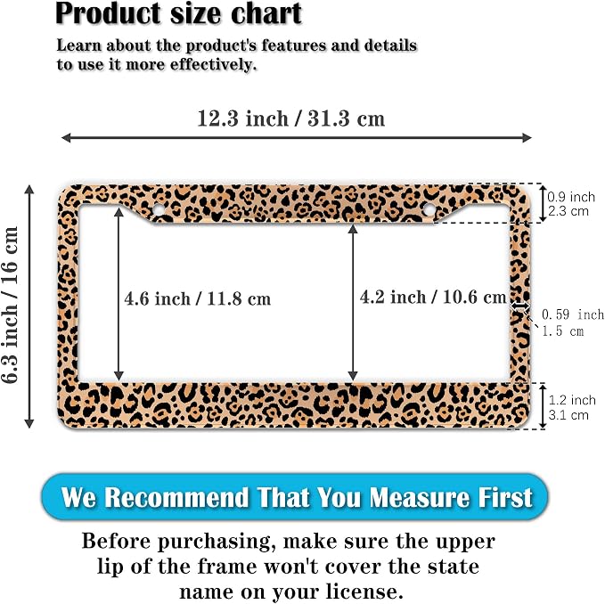 License Plate Frames Leopard Print Fun License Plate Frame Protector Cute - Image 2