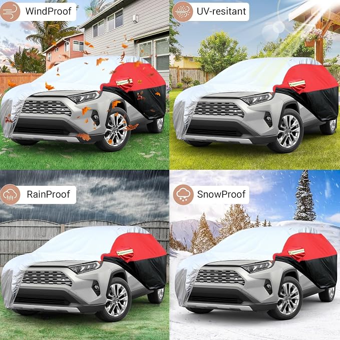 Car Cover for SUV Waterproof All Weather Snowproof UV Windproof Outdoor Full - Image 4