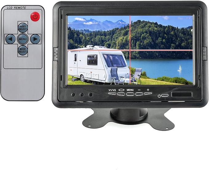 Anina 7 Inch Monitor Quad Split HD Screen 4 Channels RCA Video Inputs by Anina