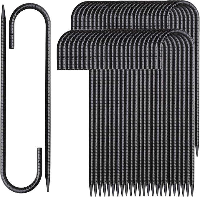 12 Inch Rebar Stakes 50 Pack J Hook Ground Stakes Heavy Duty Chain Link Fence by MSWY
