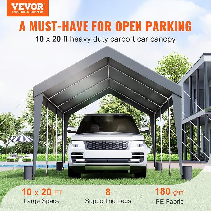 VEVOR Carport Car Canopy 10x20ft, Upgraded Heavy Duty Car Port Garage Boat - Image 2