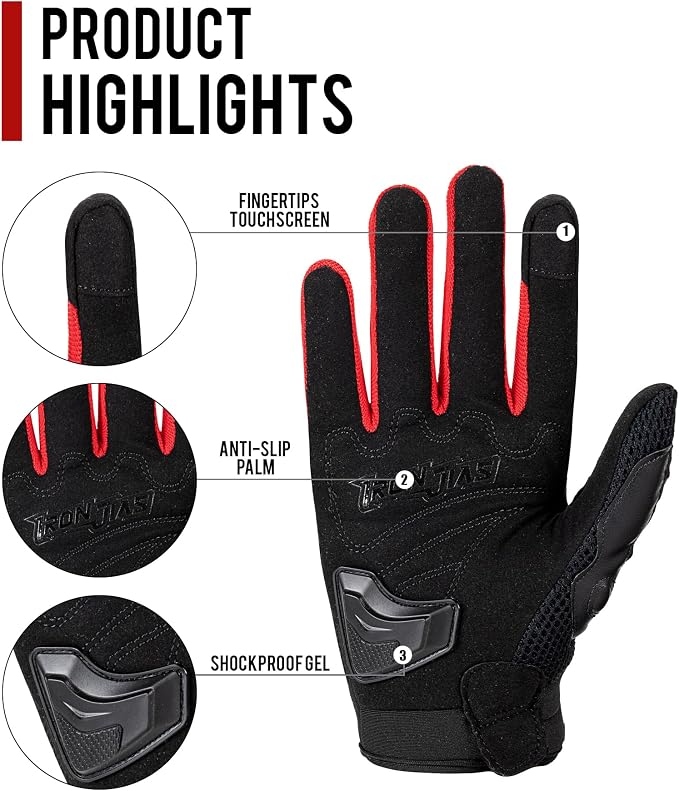 Motorcycle Gloves Touch Screen for Men Women Padding Hard Knuckle Cycling - Image 4