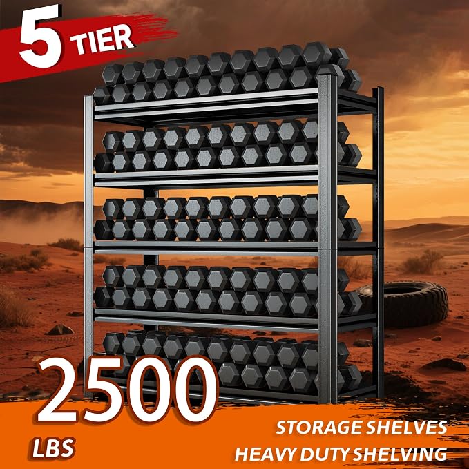 Heavy Duty 5-Tier Shelving Unit 2500LBS Capacity - Image 3