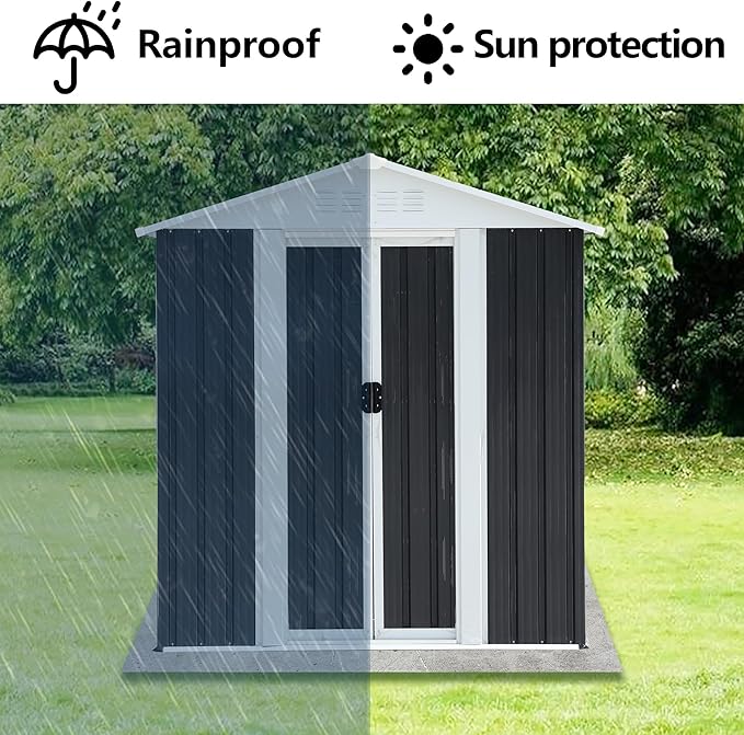 5X3 FT Outdoor Storage Shed, Waterproof Metal Garden Sheds w/Lockable Sliding - Image 5