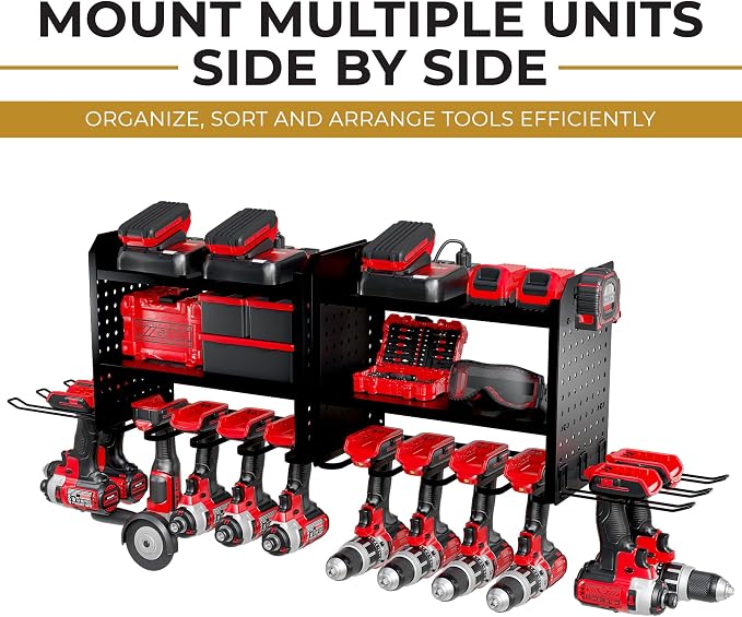 Power Tool Organizer-6 Drill Holder Wall Mount, 3 Tier Heavy-Duty Hand Tool - Image 3
