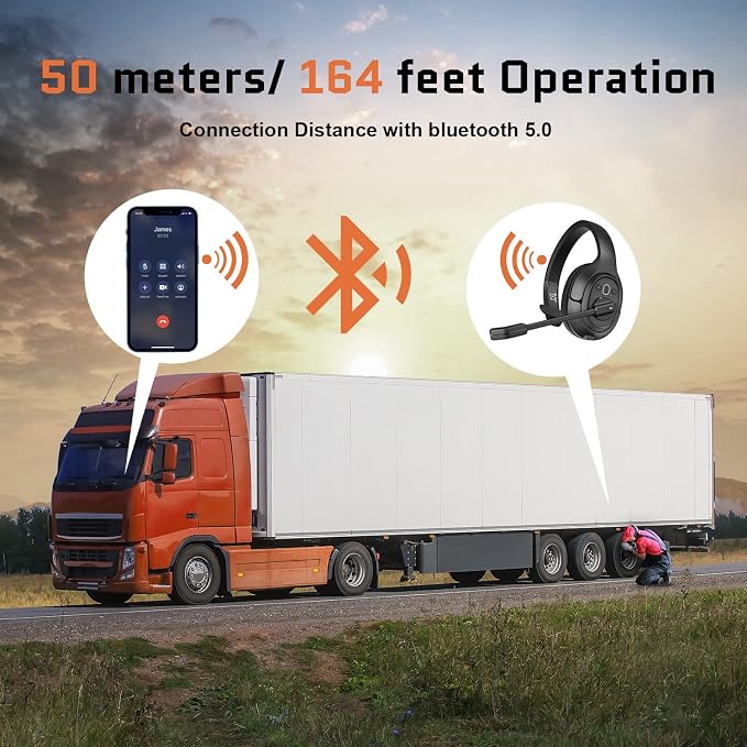 EKSA Noise Cancelling Trucker Bluetooth Headset - Image 2