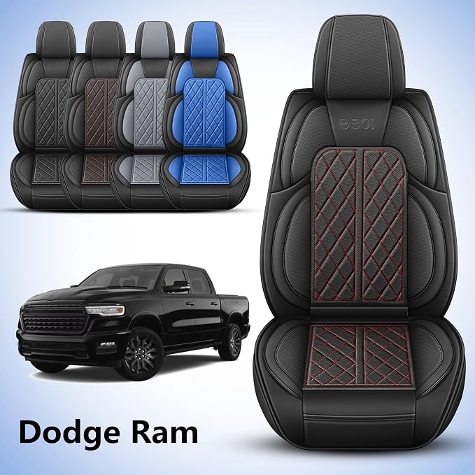 Car Seat Cover Custom Fit for Dodge Ram 1500 2500 3500 2002-2024 Faux Leather - Image 2