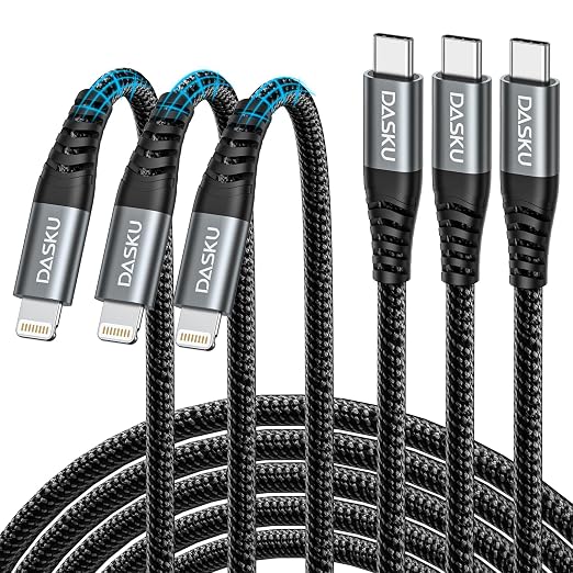 USB C Lightning Cable 3 Pack 3 Ft, iPhone 14 13 Fast Charger Cord 3 Foot Type C by Dasku