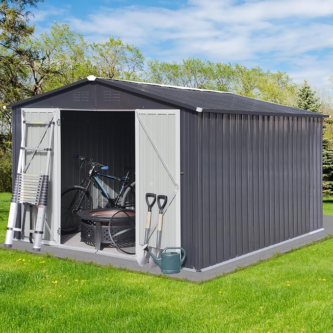 12 x 10 FT Metal Garden Shed, Outdoor Storage Shed - Image 3