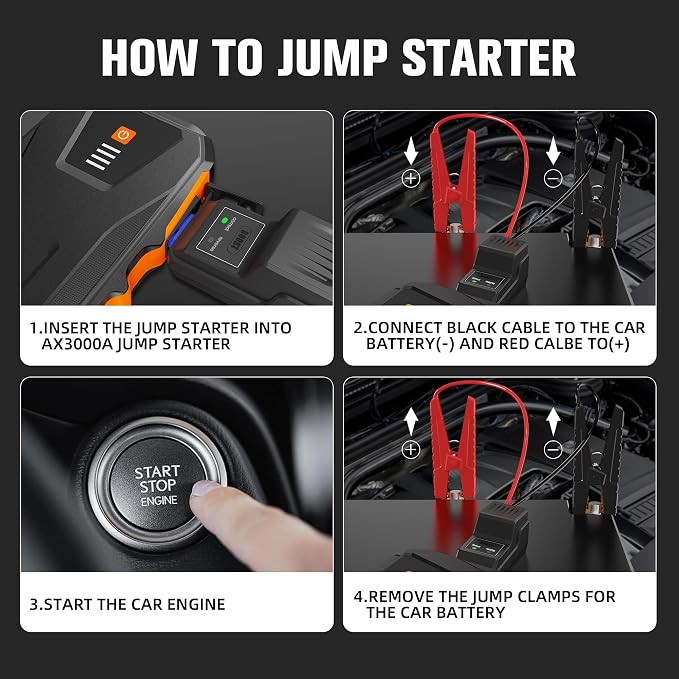 ASPERX 3000A Jump Starter for Car Battery, 12V Portable Jump Box - Image 6