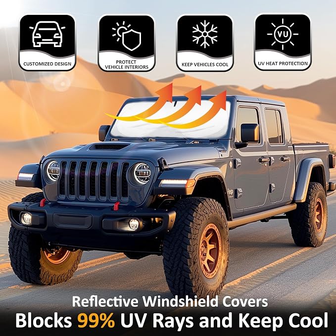 Sunshade Sun Shade for 2018-2024 2025 Jeep Wrangler JL JLu JK JKU Windshield - Image 2