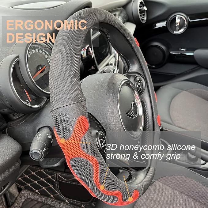 PINCTROT Comfy Grip Steering Wheel Cover, Anti-Slip Design, Universal 14.5-15 - Image 2