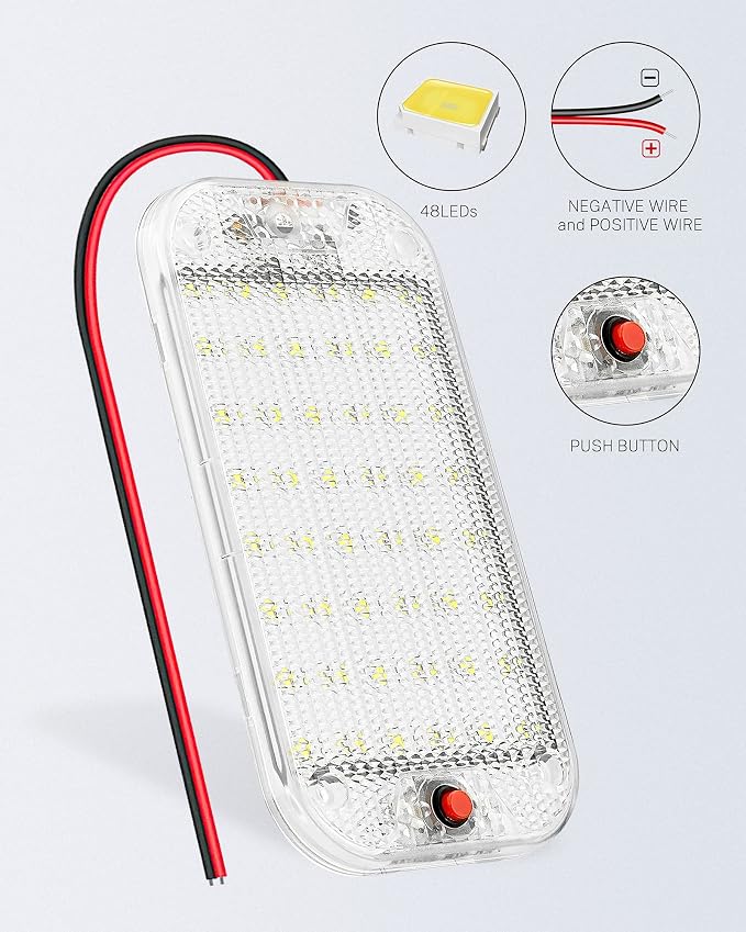 Dome Light for RV Interior, 48LED 800LM Ultra Bright 12 Volt LED White Lights - Image 5
