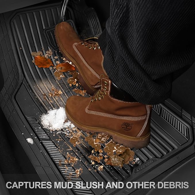 CAR PASS Heavy Duty Sporty Rubber Car Mats, Deep Dish All Weather Car Floor - Image 8