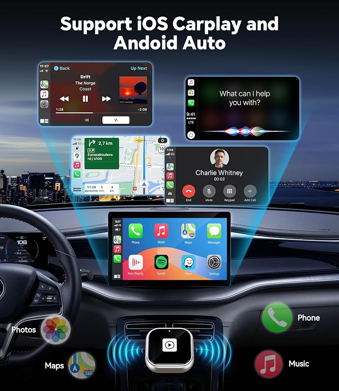ENOMIR Wireless CarPlay Adapter 2025 Upgrade, Plug & Play CarPlay Adapter Wired - Image 3