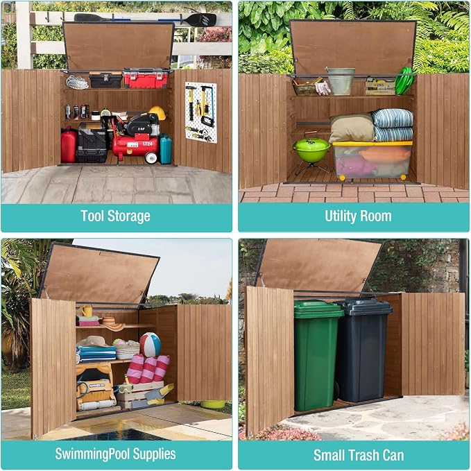 Outdoor Storage Cabinet, Wooden Garden Shed - Image 5