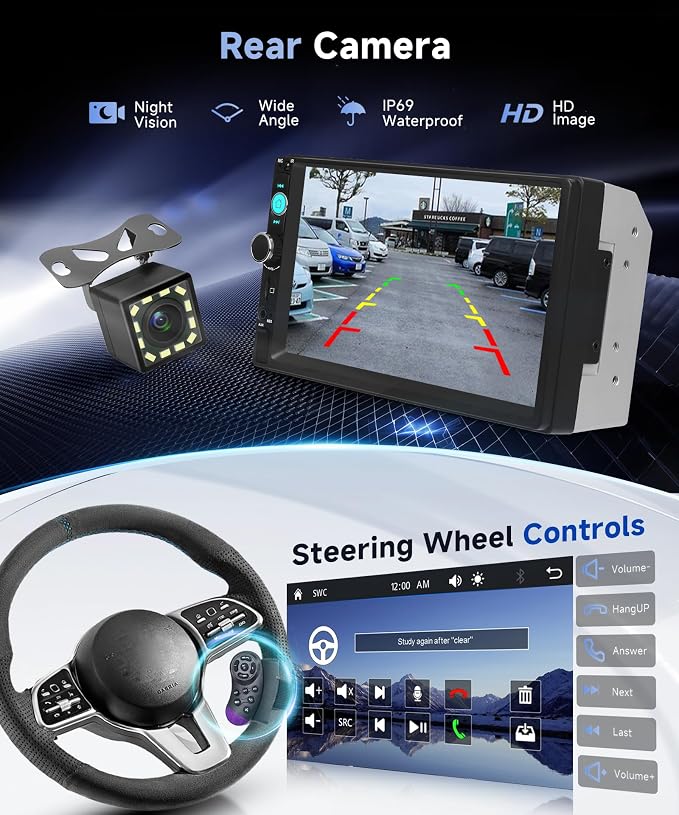 Double Din Car Radio with Bluetooth iOS/Android Mirror Link, 7 Inch Touch - Image 4