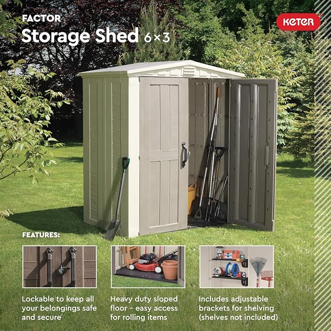 Keter Factor 6x3 Outdoor Storage Shed Kit-Perfect to Store Patio Furniture - Image 4