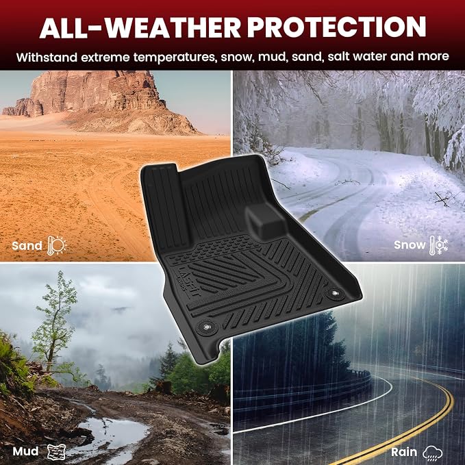 LASFIT Floor Mats for Rivian R1T 2025, All Weather Floor Liner TPE Custom Fit - Image 5