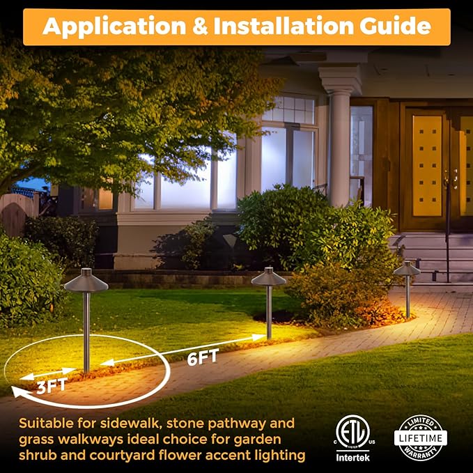 Gardencoin Solid Brass Low Voltage Pathway Lights, 12V AC/DC Heavy Duty LED - Image 5