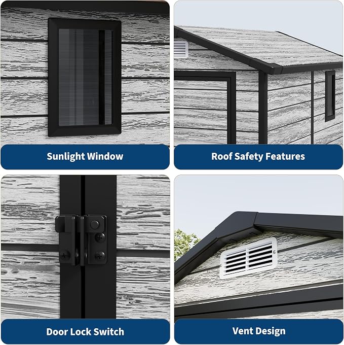 All-Weather Plastic Shed with Window, Outdoor Resin Garden Shed with Lockable - Image 5