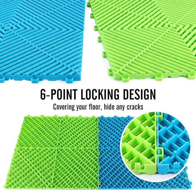 15.7"x15.7" Garage Flooring Tiles, Non-Slip Interlocking Plastic Garage Floor - Image 4