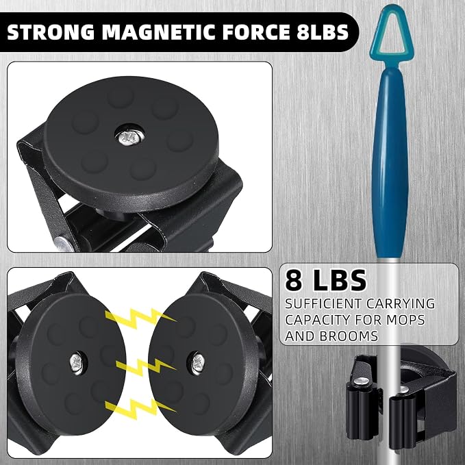 30 Pcs Magnetic Mop Broom Holder Movable Magnetic Broom Holder Rack, Anti Slip - Image 3
