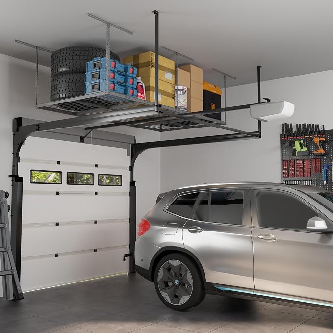 FLEXIMOUNTS 4x8 Overhead Garage Storage Rack, Adjustable Organization System - Image 2