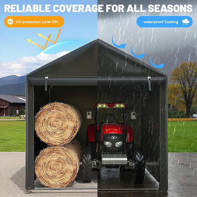 EROMMY 5x7 FT Carport Storage Shed, Heavy Duty Outdoor Storage Shed - Image 5
