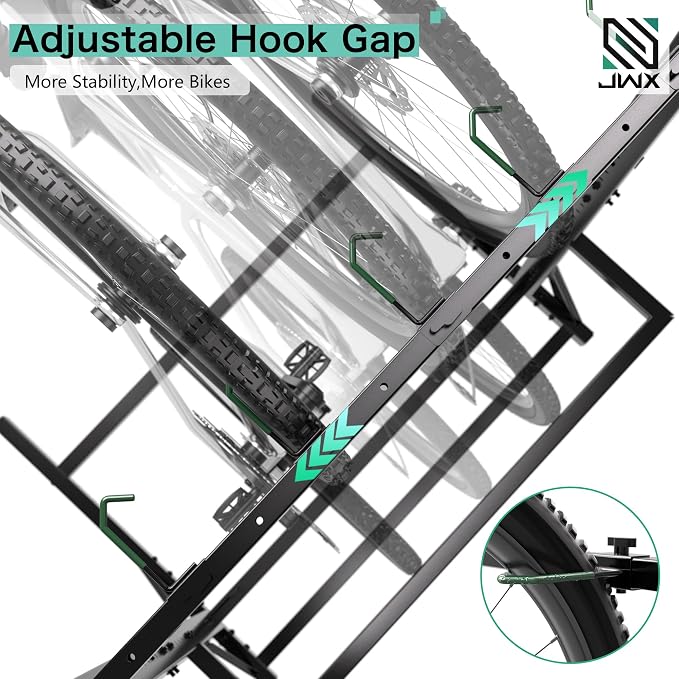 JWX Freestanding 5 Bike Rack, Heavy Duty Floor Bike Stand - Image 5