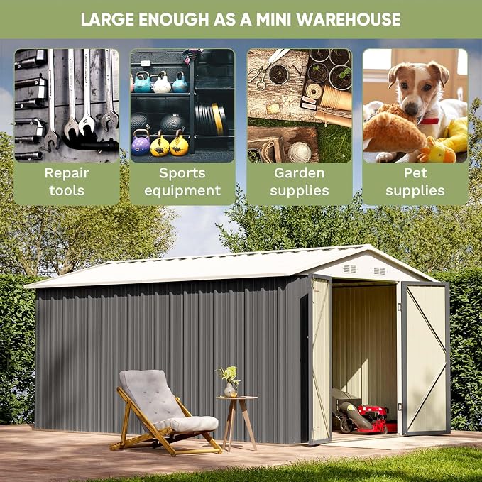 Patiowell 8 x 12 FT Metal Storage Shed - Image 5