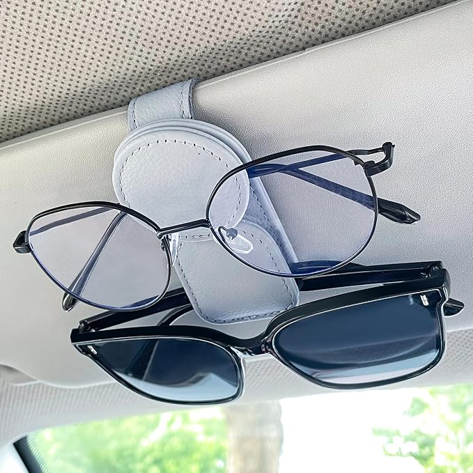 KIWEN Sunglasses Holder for Car Visor, Magnetic Leather Sunglass Eyeglass by KIWENDirect