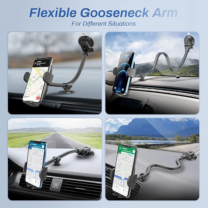 OQTIQ 13" Gooseneck Car Phone Mount – Windshield & Dashboard Holder - Image 7
