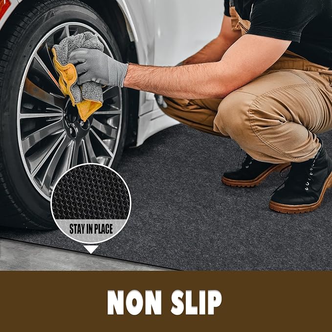 Garage Floor Mat for Small Vehicle, Non Slip TPR Backing, Protect Floor from - Image 4