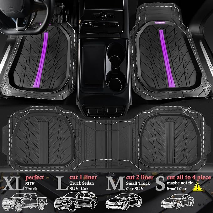 CAR PASS Tire Tread DeepDish Rubber Floor Mats - Image 3