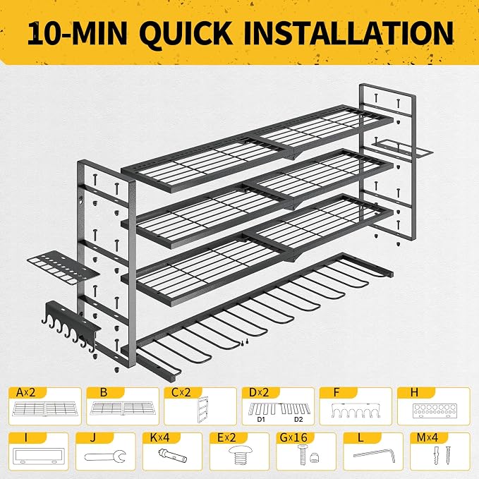 SOYEEZE Power Tool Organizer, Drill Holder Wall Mount, 4 Layers Tool Storage - Image 5