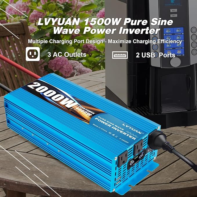 LVYUAN 2000 Watt Pure Sine Wave Inverter 12V to 110V 120V DC to AC - Image 4