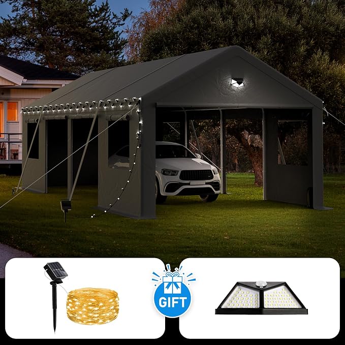 13x25 Carport, Heavy Duty Carport Canopy Garage - Image 5