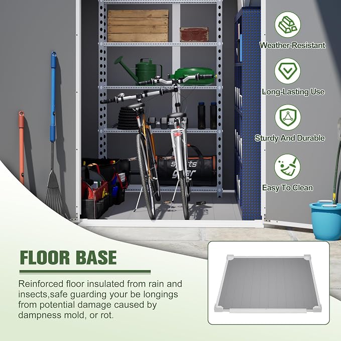 6x6 Resin Outdoor Storage Shed Kit-Perfect to Store Patio Furniture, Garden - Image 4