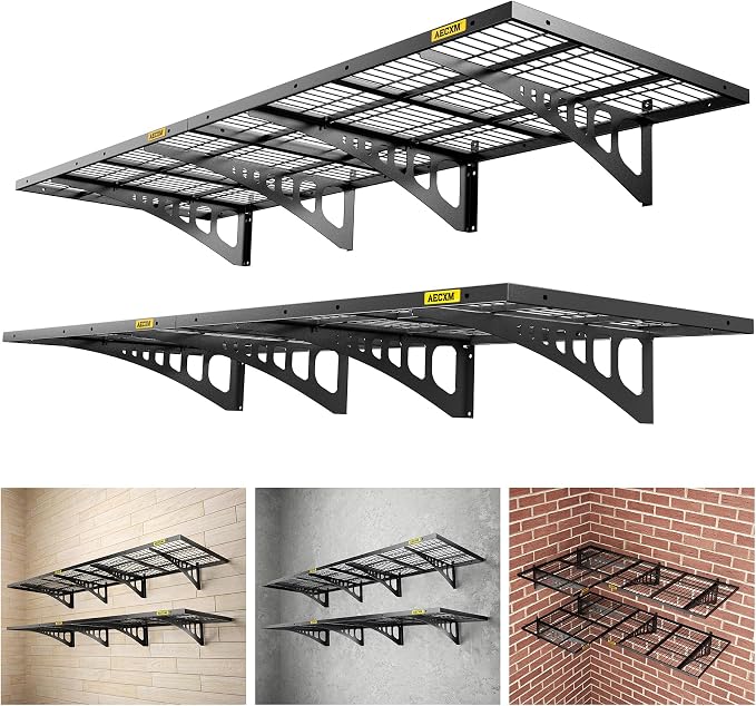 2x3ft 4Pack Wire Shelving Unit Heavy Duty Garage Storage Shelves Wall Mounted by AECXM