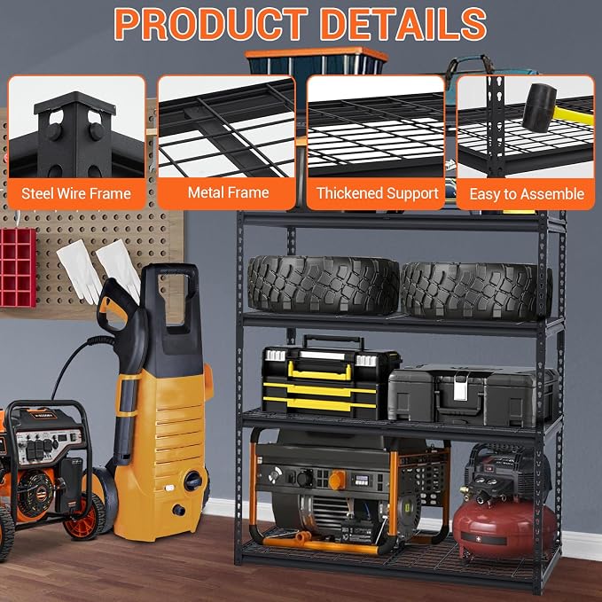 400LBS Storage Shelves，71" H x 48'' W x 24" D Storage Shelves, 5-Tier - Image 3