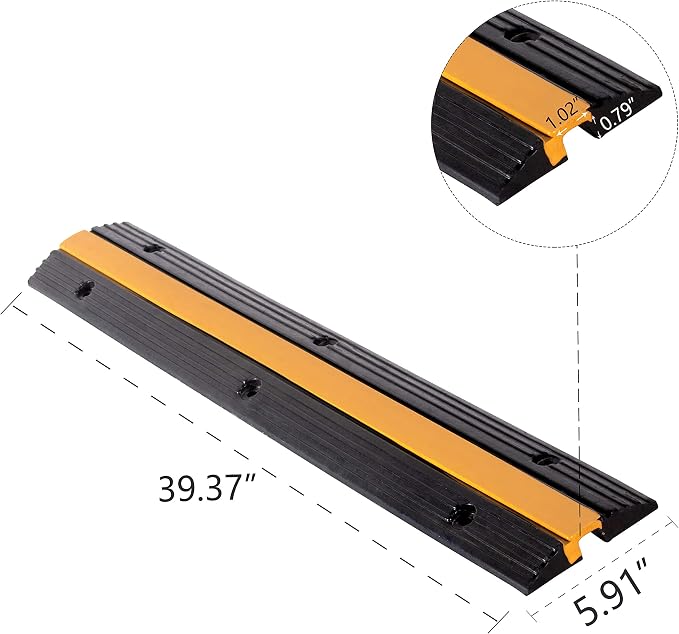 5 Pack Rubber Cable Ramp Hose Cable Protector Ramp 1 Channel 11000Lbs Load - Image 2